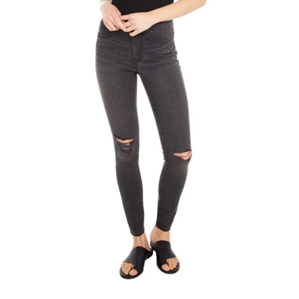 Madewell Charcoal Distressed Skinny Jeans